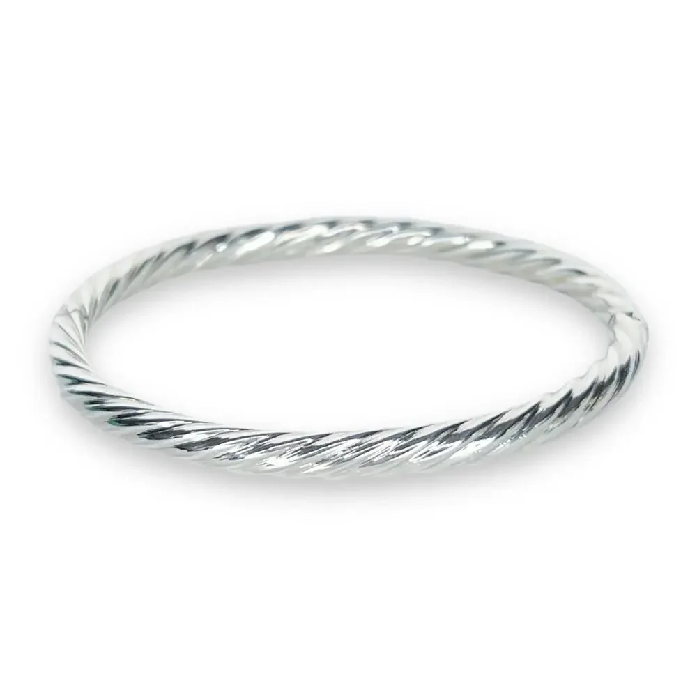 925 Sterling silver twisted hinged bangle bracelet - Picture 2 of 6